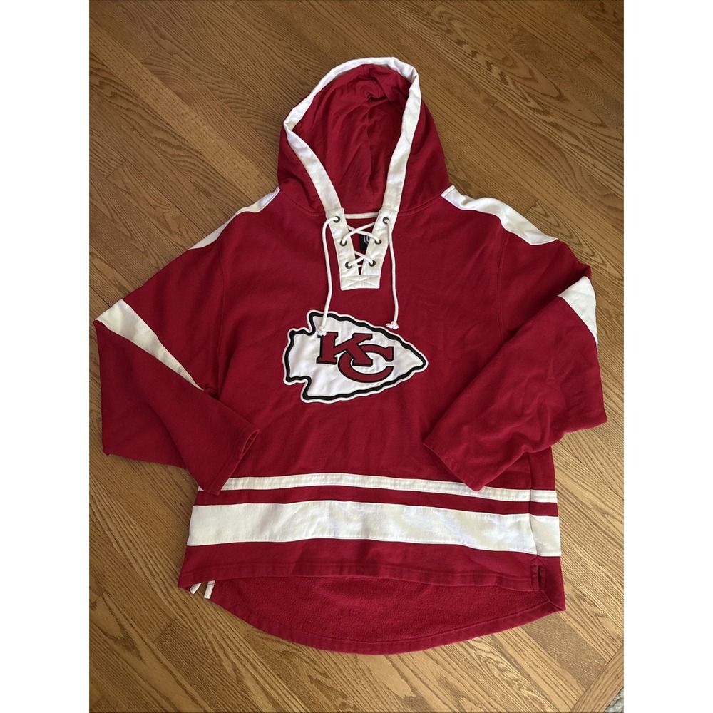 Kansas City Chiefs Embroidered Hockey Sweatshirt Men's 2XL XXL NFL Hoodie